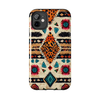 Wild Boho Leopard Print & Floral Tough iPhone Case – Eclectic Tribal Design, Dual - Layer Protection - BOGO Cases