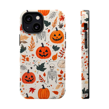 Halloween Pumpkin & Skeleton MagSafe iPhone Case – Spooky Autumn Design