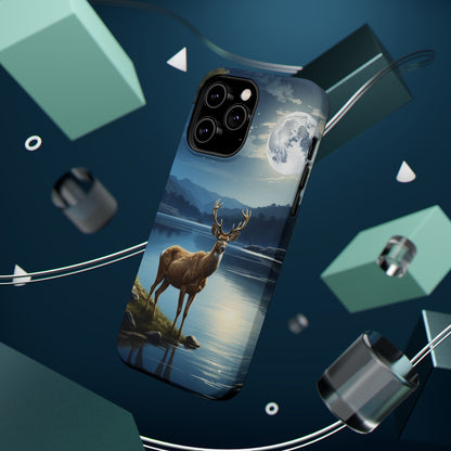 Moonlit Elegance: Stag by the Lake – MagSafe iPhone Case