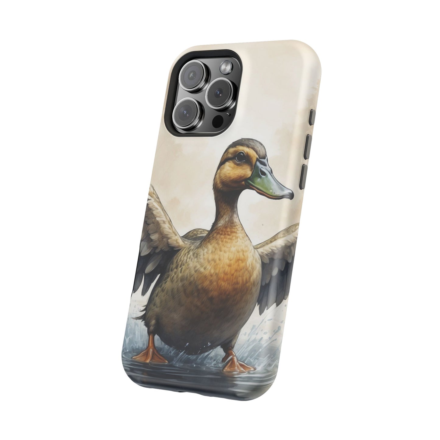 Graceful Duck in Watercolor Scene - MagSafe iPhone Case