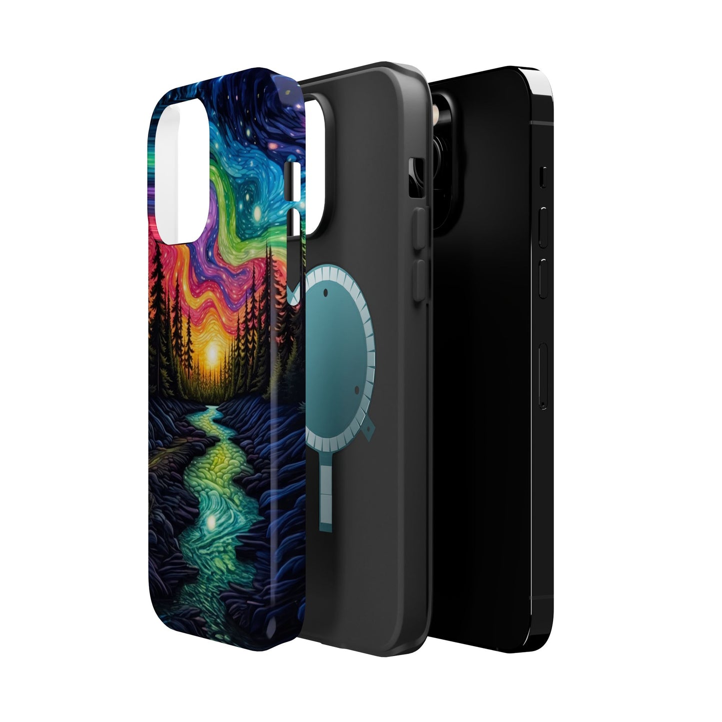 Celestial Nightscape MagSafe iPhone Case – Vibrant River and Starry Sky Design