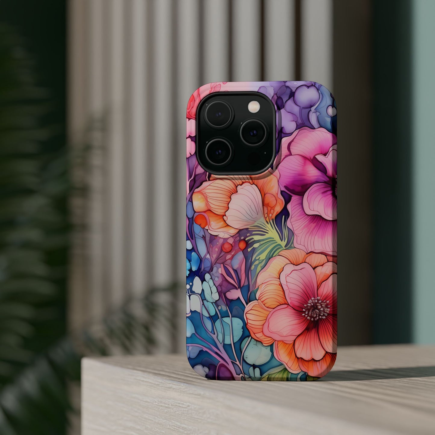 Bright Watercolor Floral Splash MagSafe iPhone Series Case – Bold Artistic Design