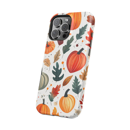 Autumn Harvest MagSafe iPhone Case - Pumpkin and Fall Leaf Design