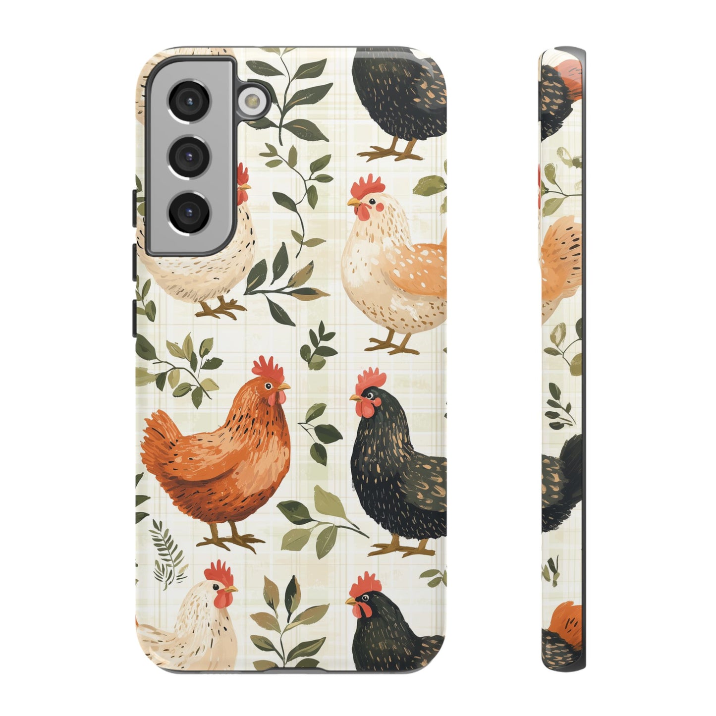 Samsung Galaxy Case: Vintage Chicken Farmhouse Case – Rustic Leaves Design