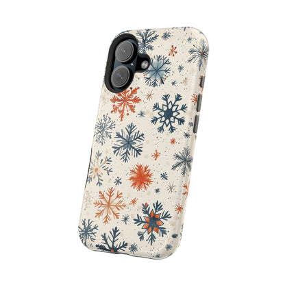 Rustic Orange and Blue Snowflake Pattern – MagSafe iPhone Series Case