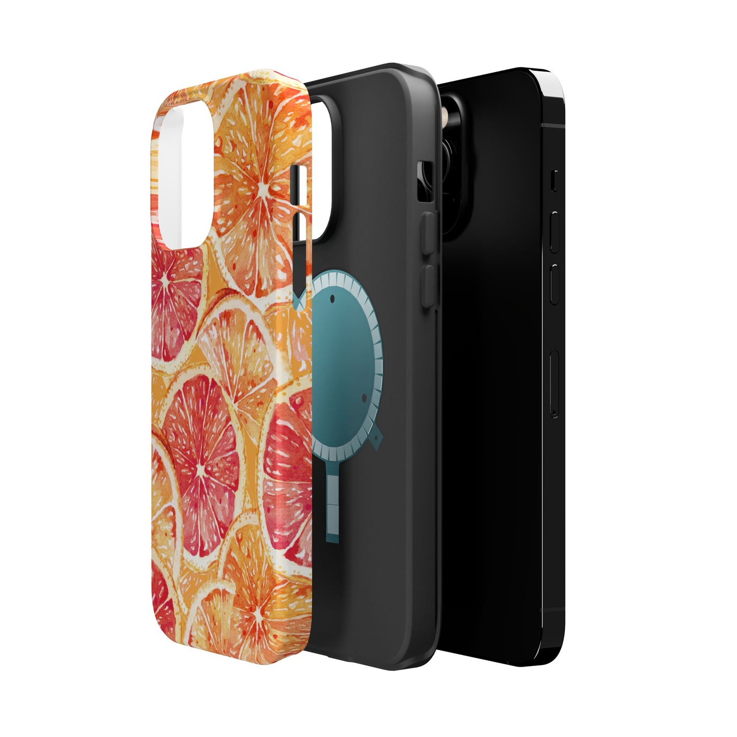 Watercolor Citrus Splash Tough MagSafe iPhone Case – Vibrant Fruit Print, Shock-Resistant Design