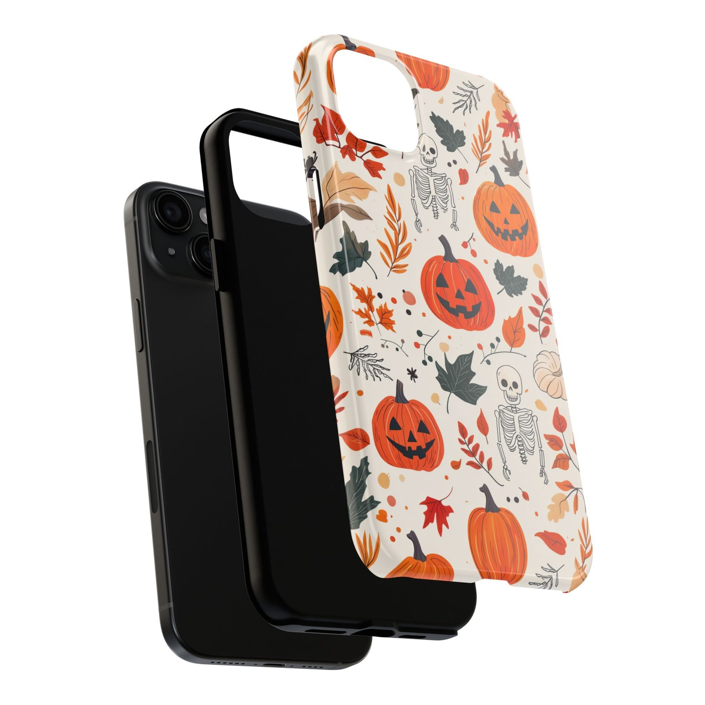 Halloween Pumpkin & Skeleton iPhone Case – Spooky Autumn Design