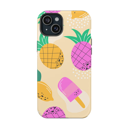 Tropical Pop MagSafe iPhone Case – Fun Pineapple & Lemon Design with Vibrant Summery Colors