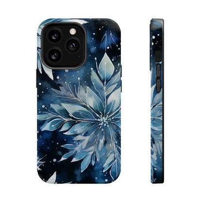 Winter’s Embrace – Blue Snowflake MagSafe iPhone Case