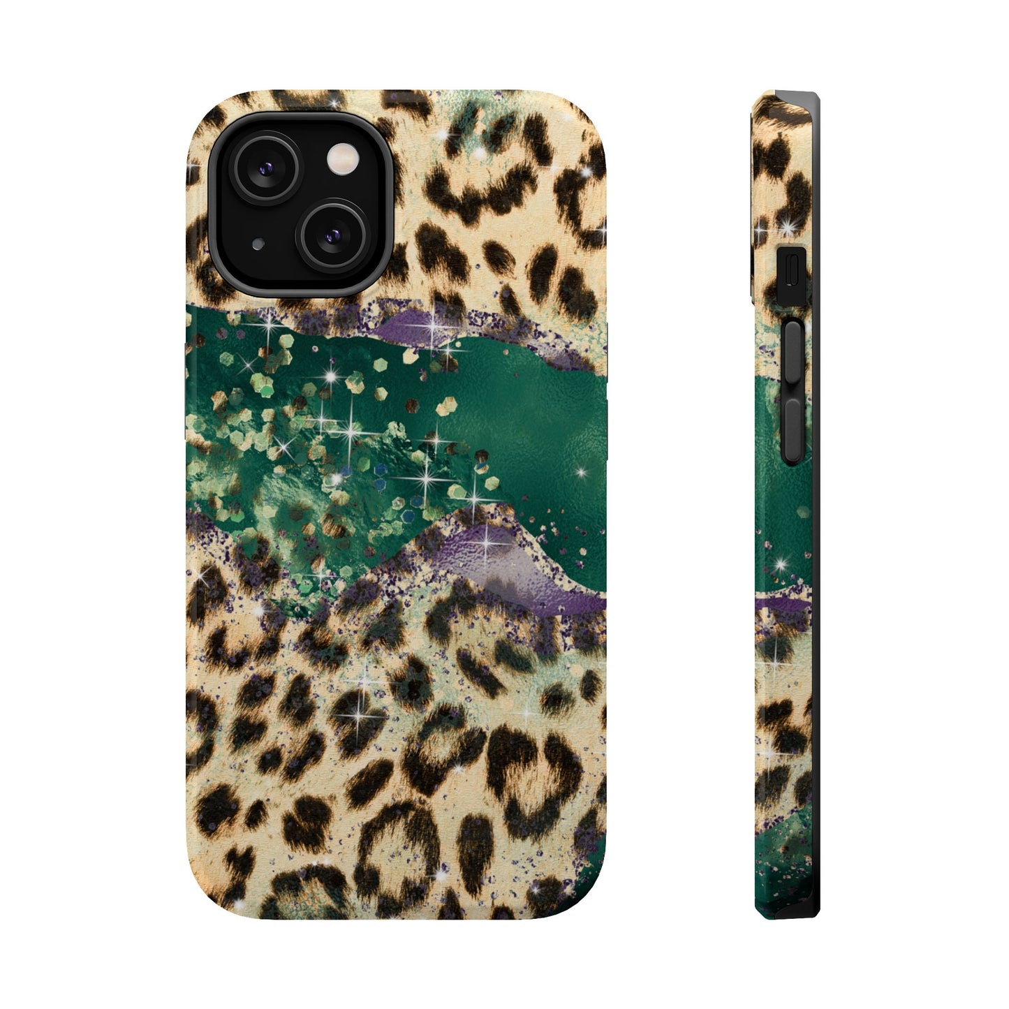 Emerald Glitter Leopard Print - MagSafe iPhone Series Case