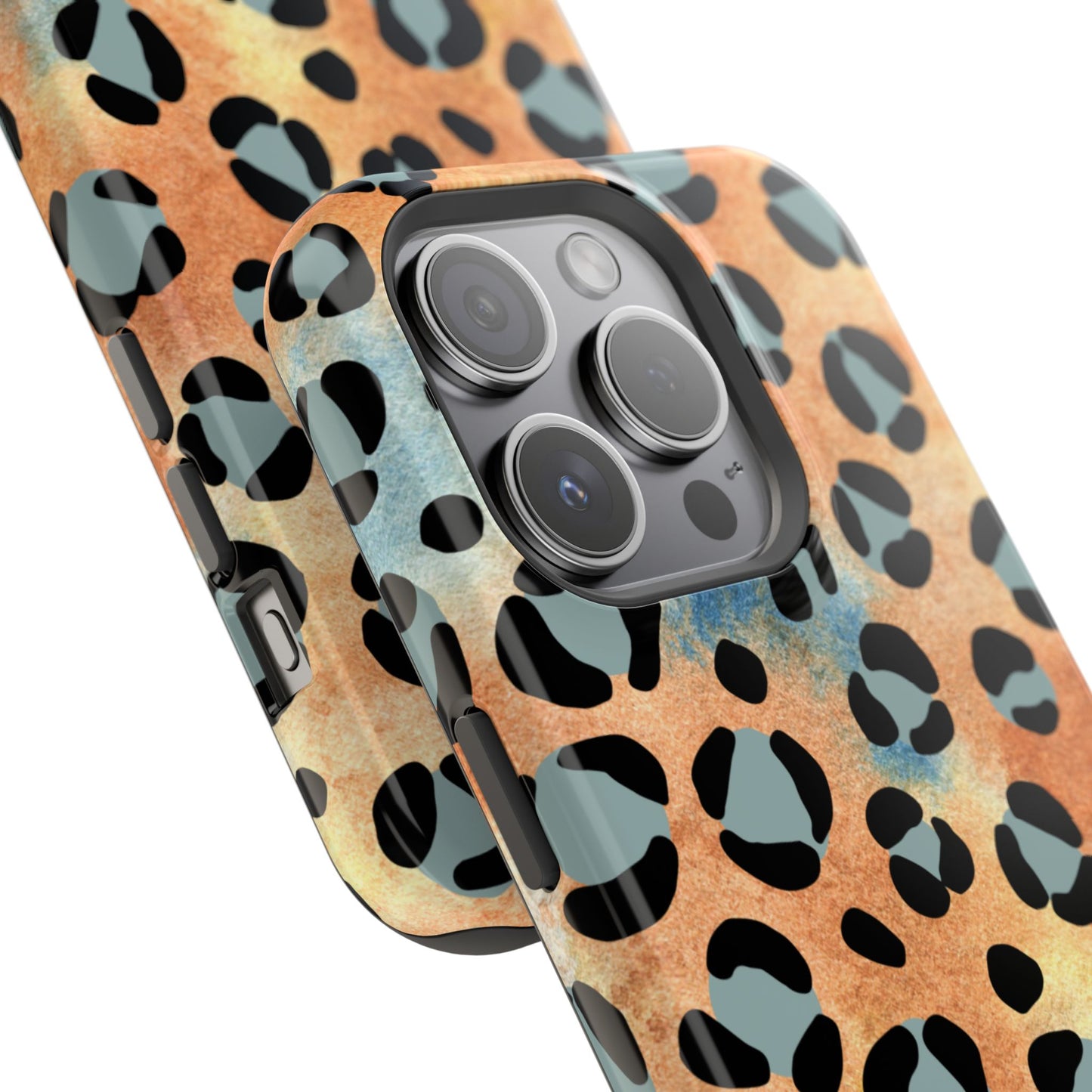 Sunset Watercolor Leopard Print Tough MagSafe iPhone Case – Artistic Animal Pattern with Dual-Layer Protection