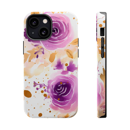 Soft Purple & Gold Floral Splash - MagSafe iPhone Series Case