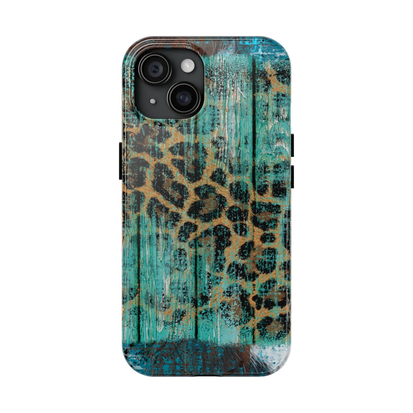 Turquoise Rustic Leopard Wood - iPhone Series Case