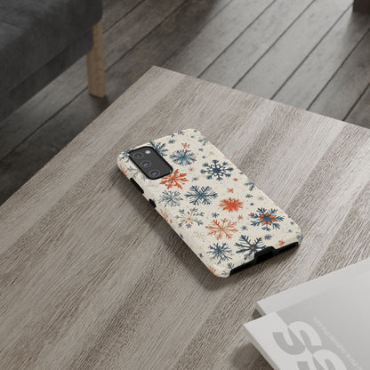 Rustic Orange and Blue Snowflake Pattern – Samsung Galaxy Series Case