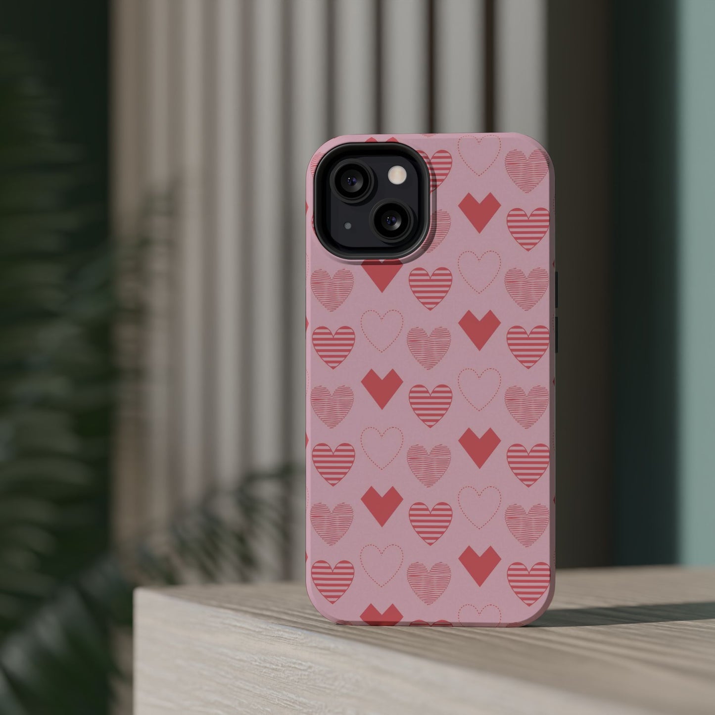 Striped Hearts MagSafe iPhone Case