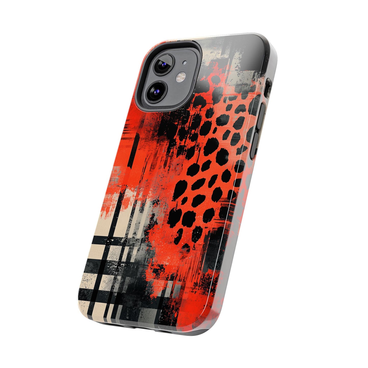 Cheetah Plaid iPhone Case – Red & Black Pattern