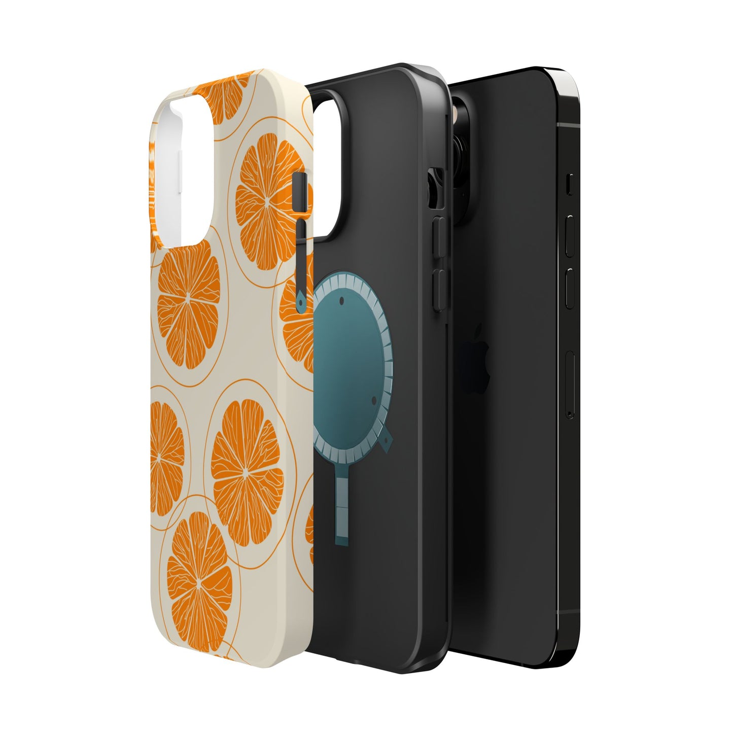 Citrus Burst Pattern Tough MagSafe iPhone Case – Bold Orange Design, Shockproof Protection