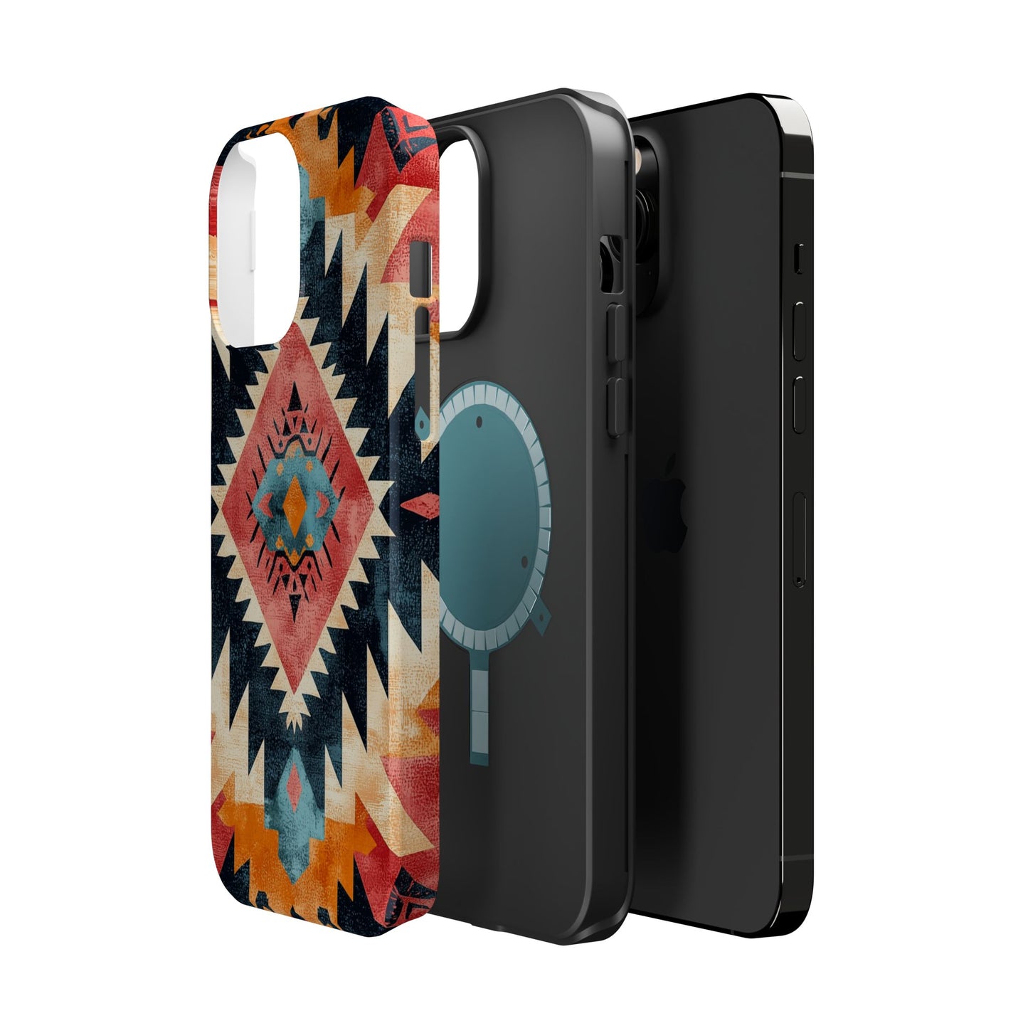 Bold Aztec Pattern Tough MagSafe iPhone Case – Vibrant Geometric Design, Dual-Layer Protection