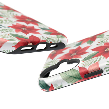 Festive Poinsettia Holiday Pattern – MagSafe iPhone Series Case