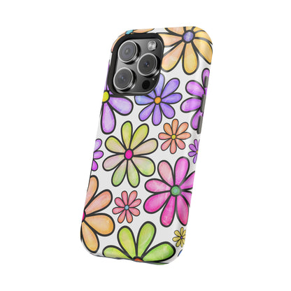 Pastel Daisy Dream MagSafe iPhone Case – Slim Profile, Glossy Finish