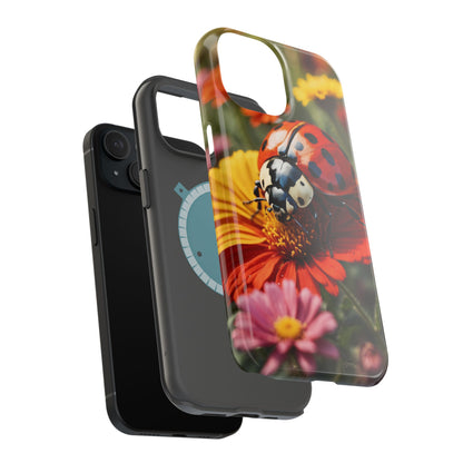 Ladybug on Orange Daisy - MagSafe iPhone Case