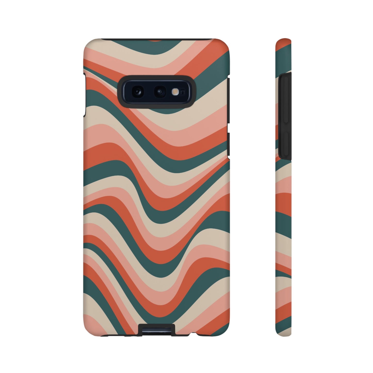 Groovy Waves Samsung Galaxy Case – Retro 70s-Inspired Stripes in Coral, Cream, and Teal