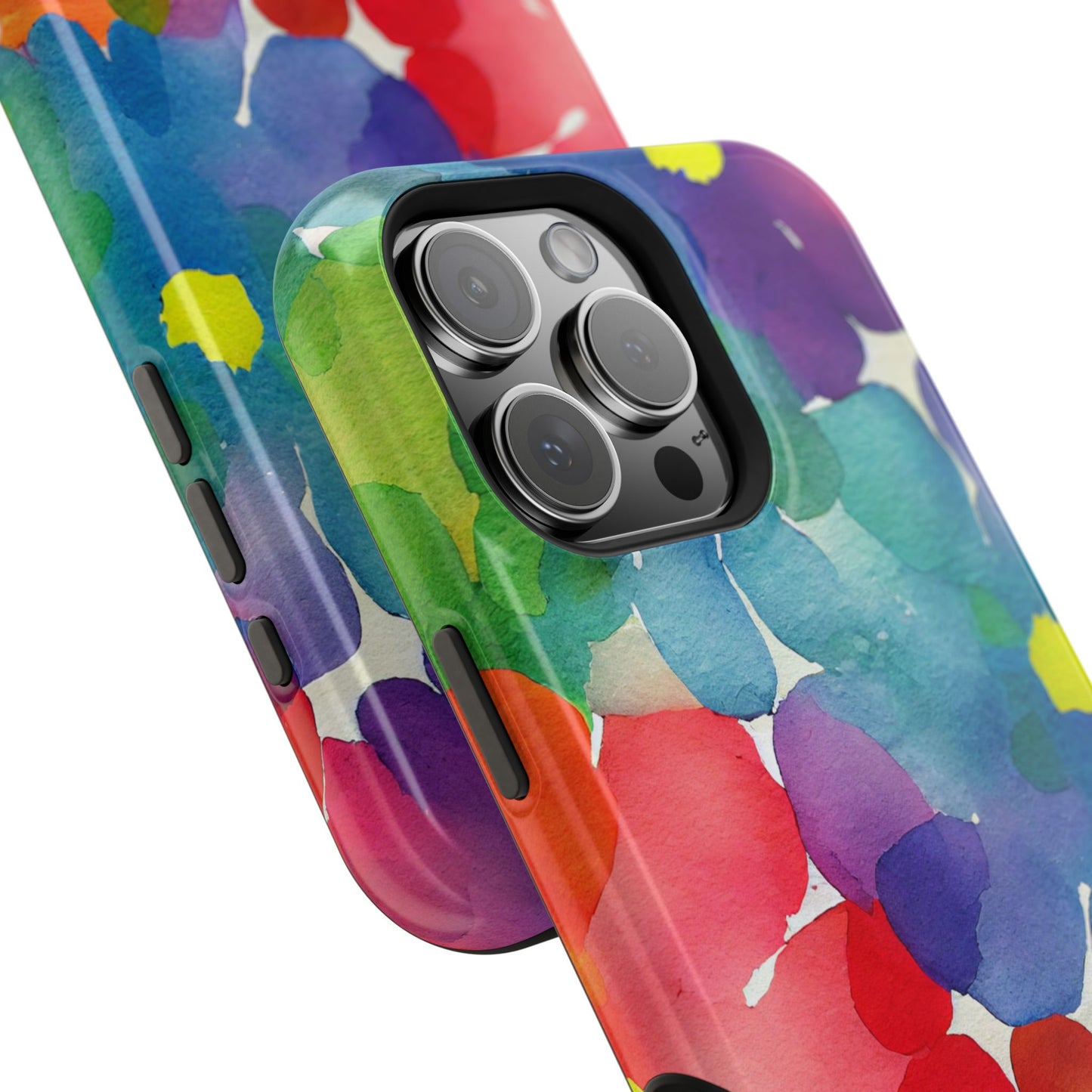 Rainbow Bloom Watercolor MagSafe iPhone Case – Slim Design, Glossy Finish