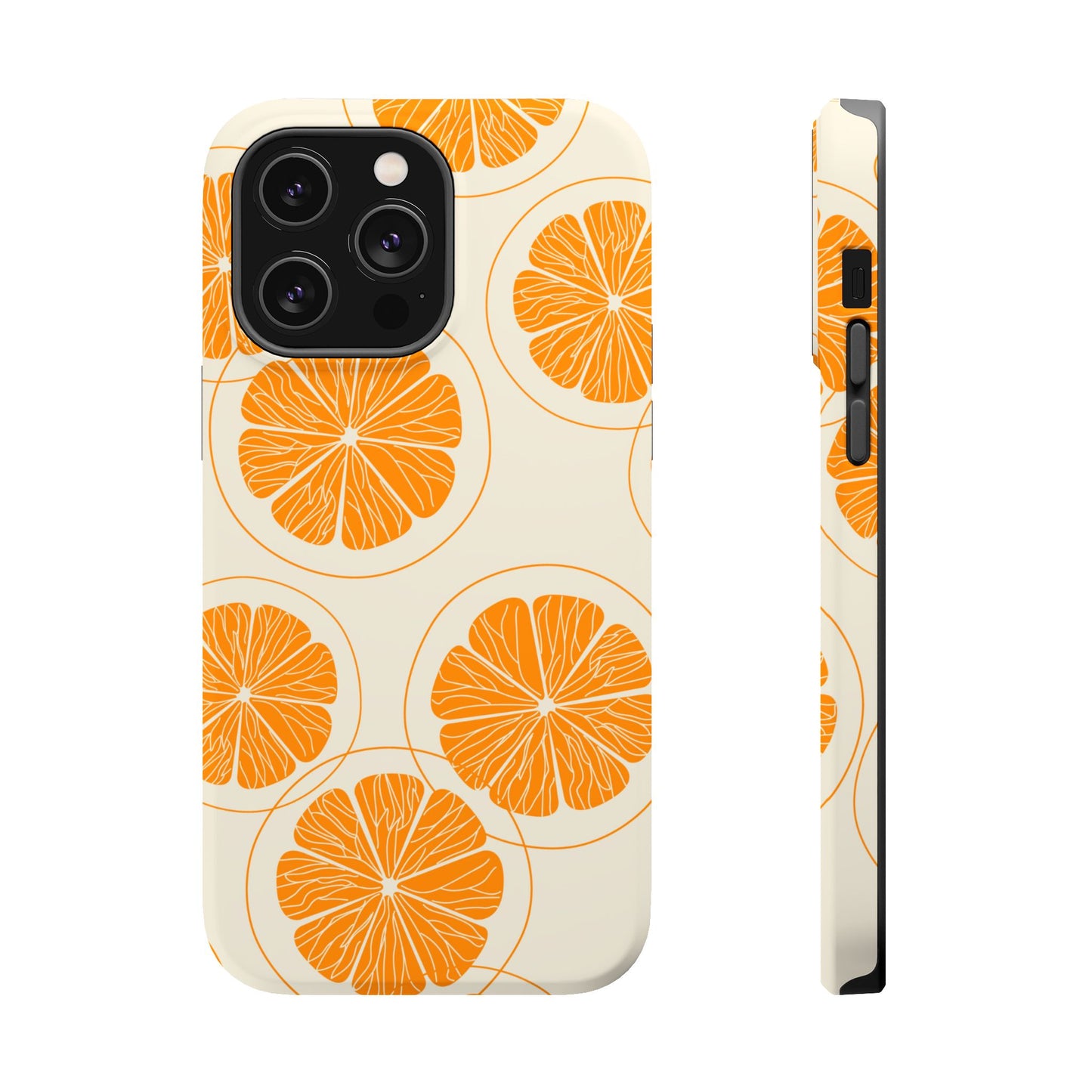 Citrus Burst Pattern Tough MagSafe iPhone Case – Bold Orange Design, Shockproof Protection