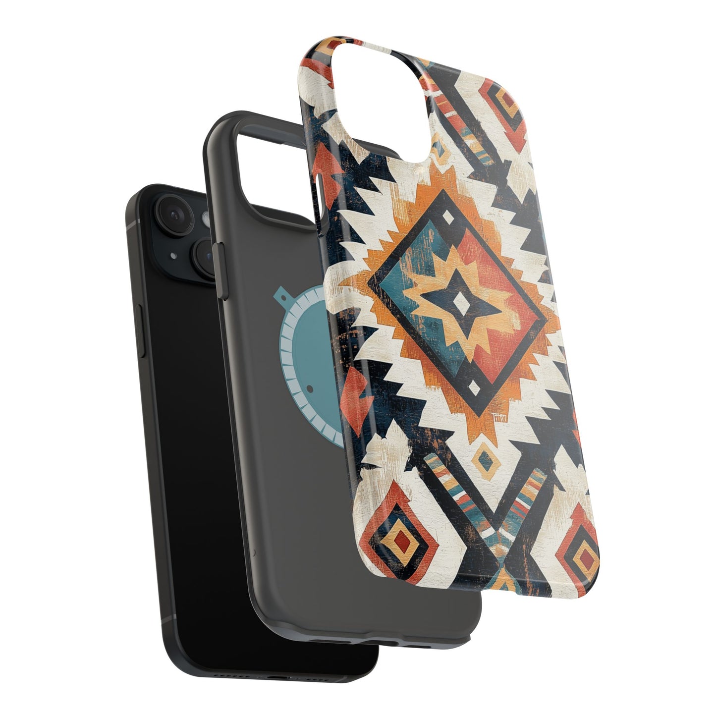 Vintage Southwestern Diamond Tough MagSafe iPhone Case – Rustic Tribal Design, Dual-Layer Protection