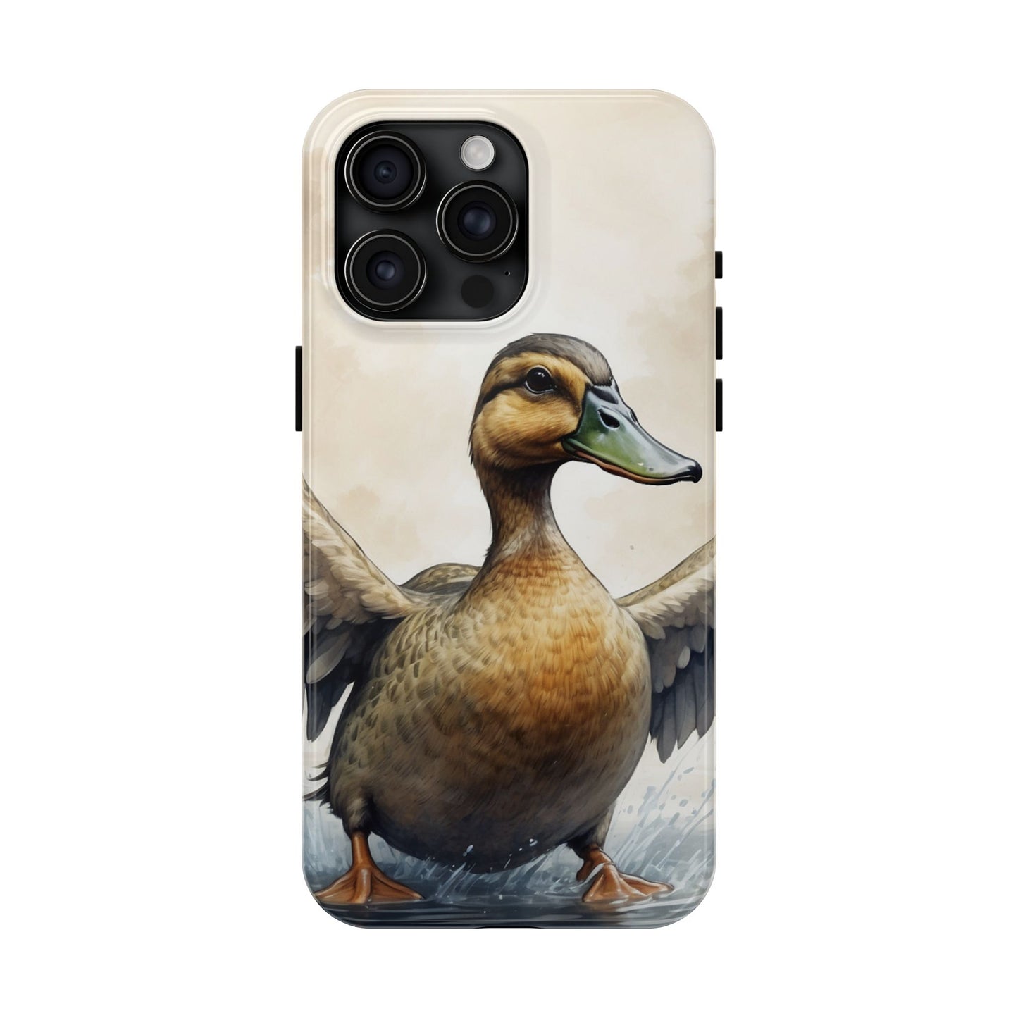 Graceful Duck in Watercolor Scene - iPhone Case