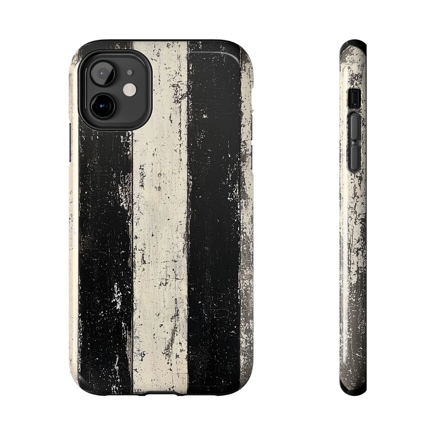 Vintage Vertical Stripe iPhone Case - Black & White Grunge Design - BOGO Cases