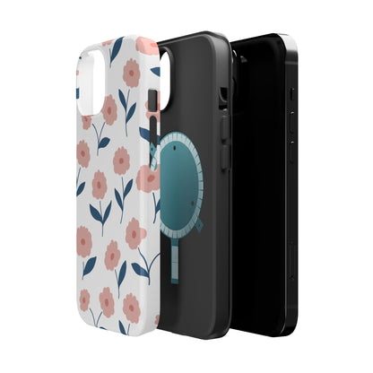 Playful Pink Floral Tough MagSafe  iPhone Case – Soft Pastel Design, Slim & Shockproof