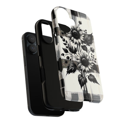 Black/White Sunflower Plaid Phone Case