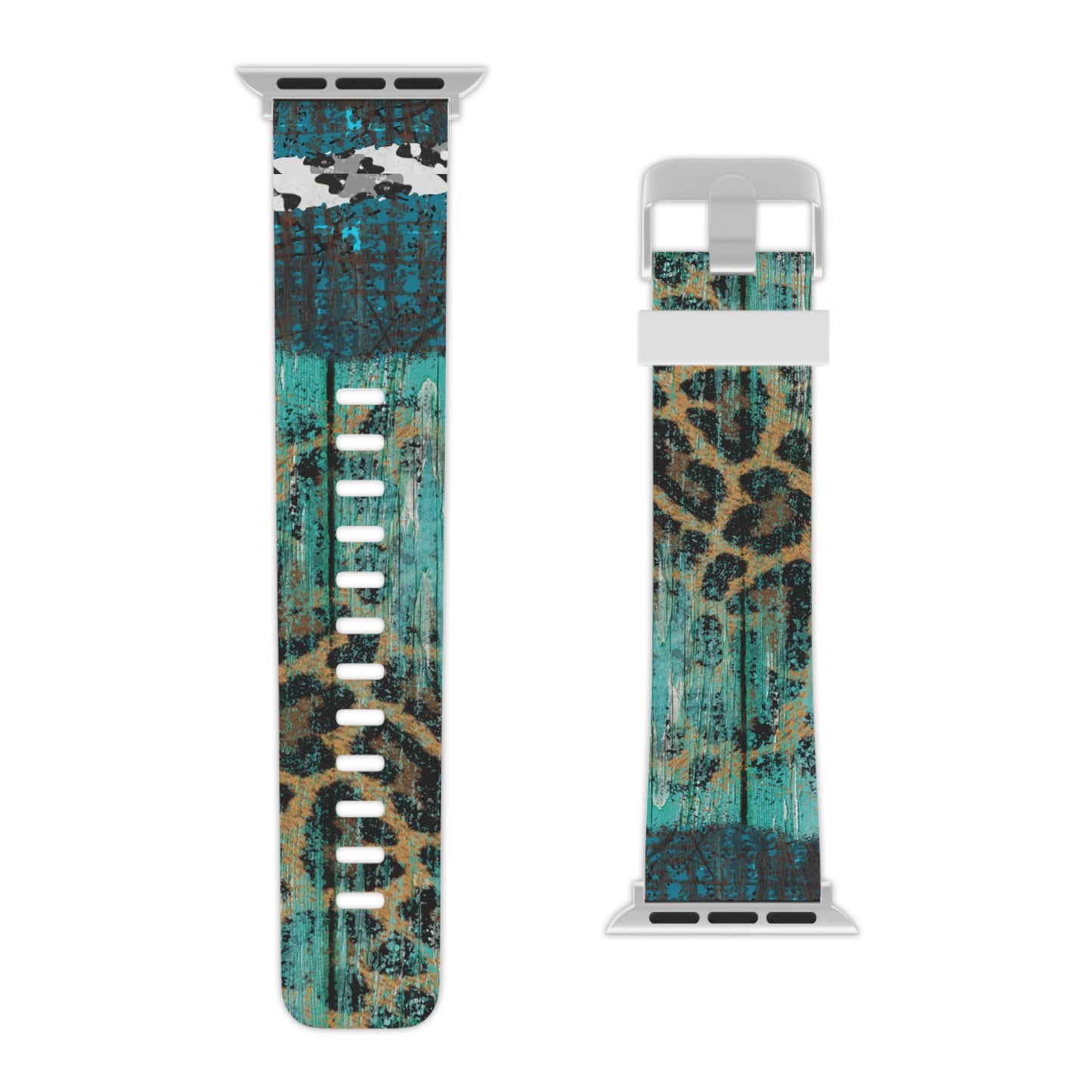 Turquoise Rustic Leopard Wood Apple Watch Band