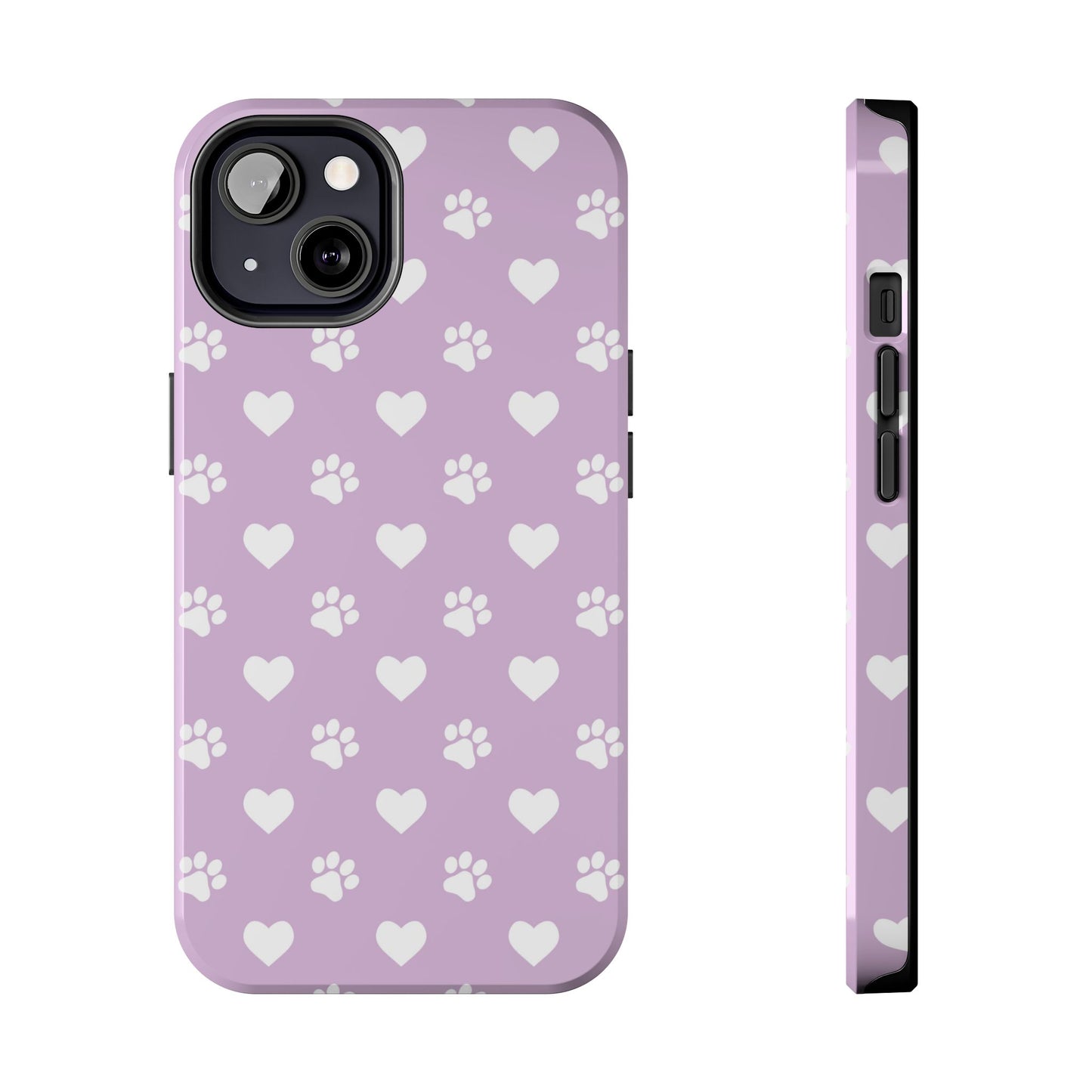 Purple Hearts & Paw Prints - Cute Pet Lover iPhone Case