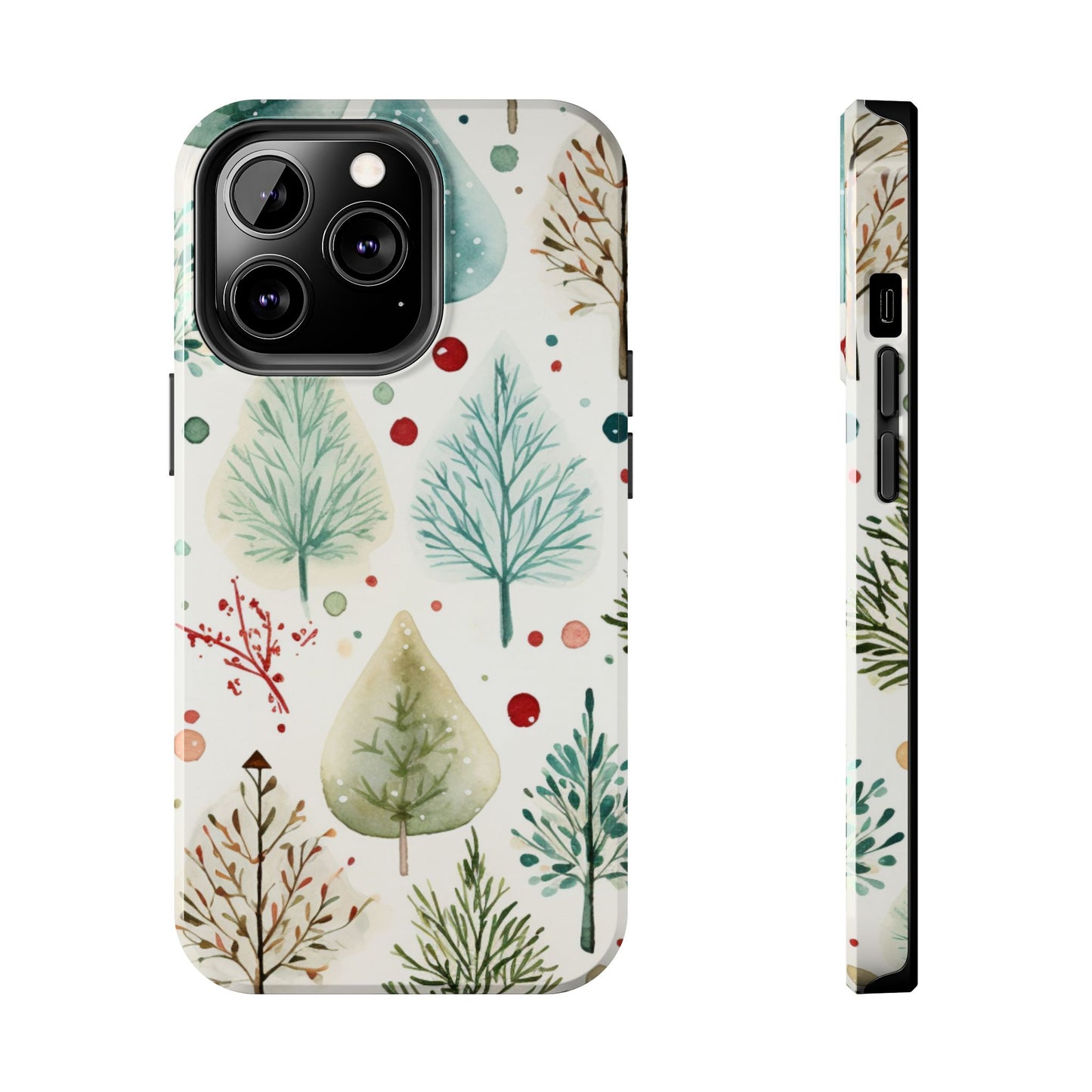 Watercolor Winter Trees iPhone Case – Nature-Inspired, Holiday Theme Protective Cover