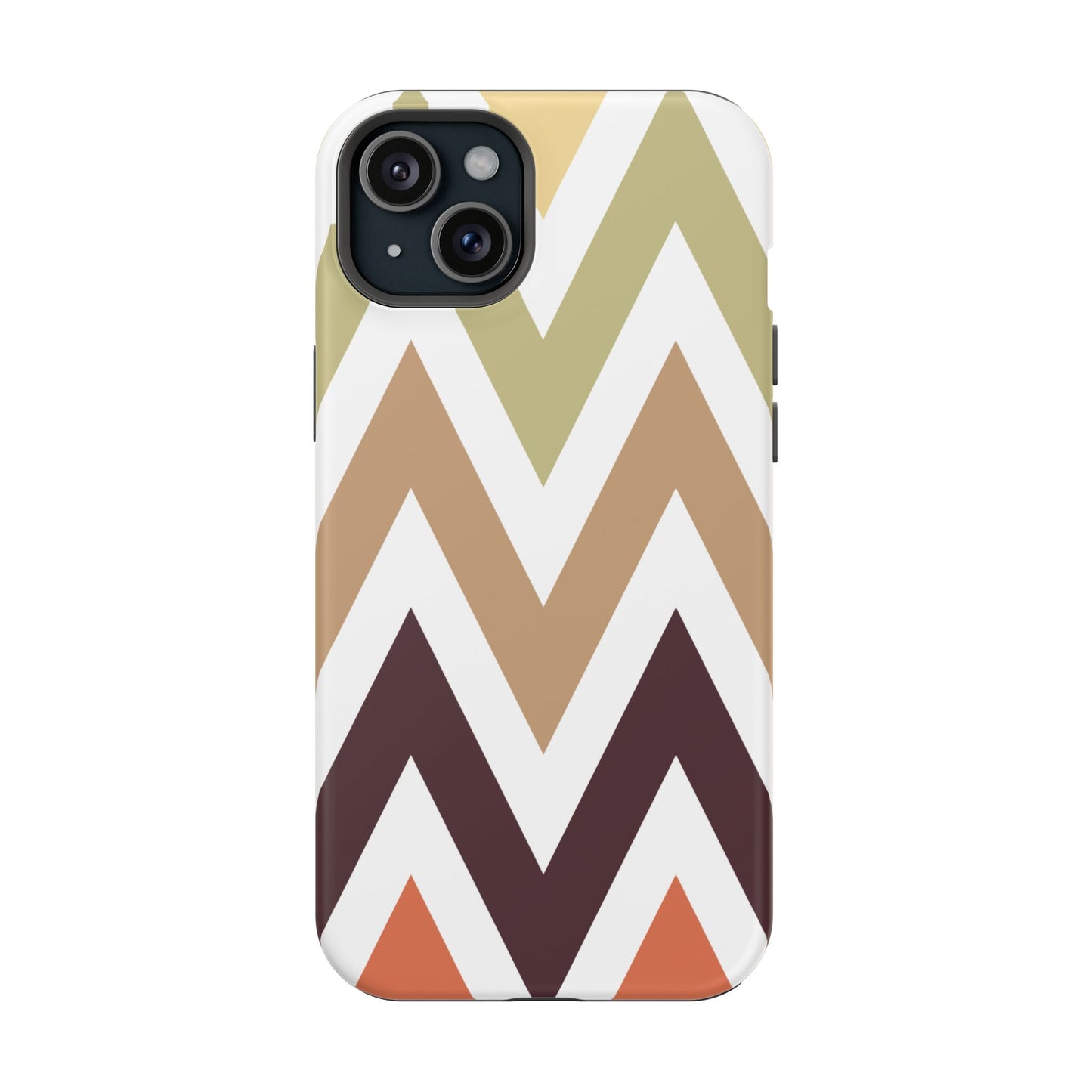 Earthy Chevron MagSafe iPhone Case – Boho-Inspired Design with Dual-Layer Protection