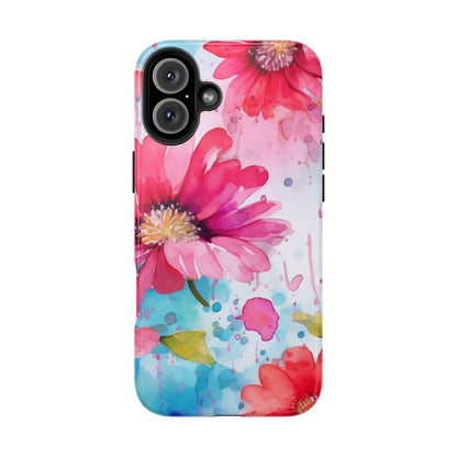 Vibrant Watercolor Red & Pink Floral - iPhone Case