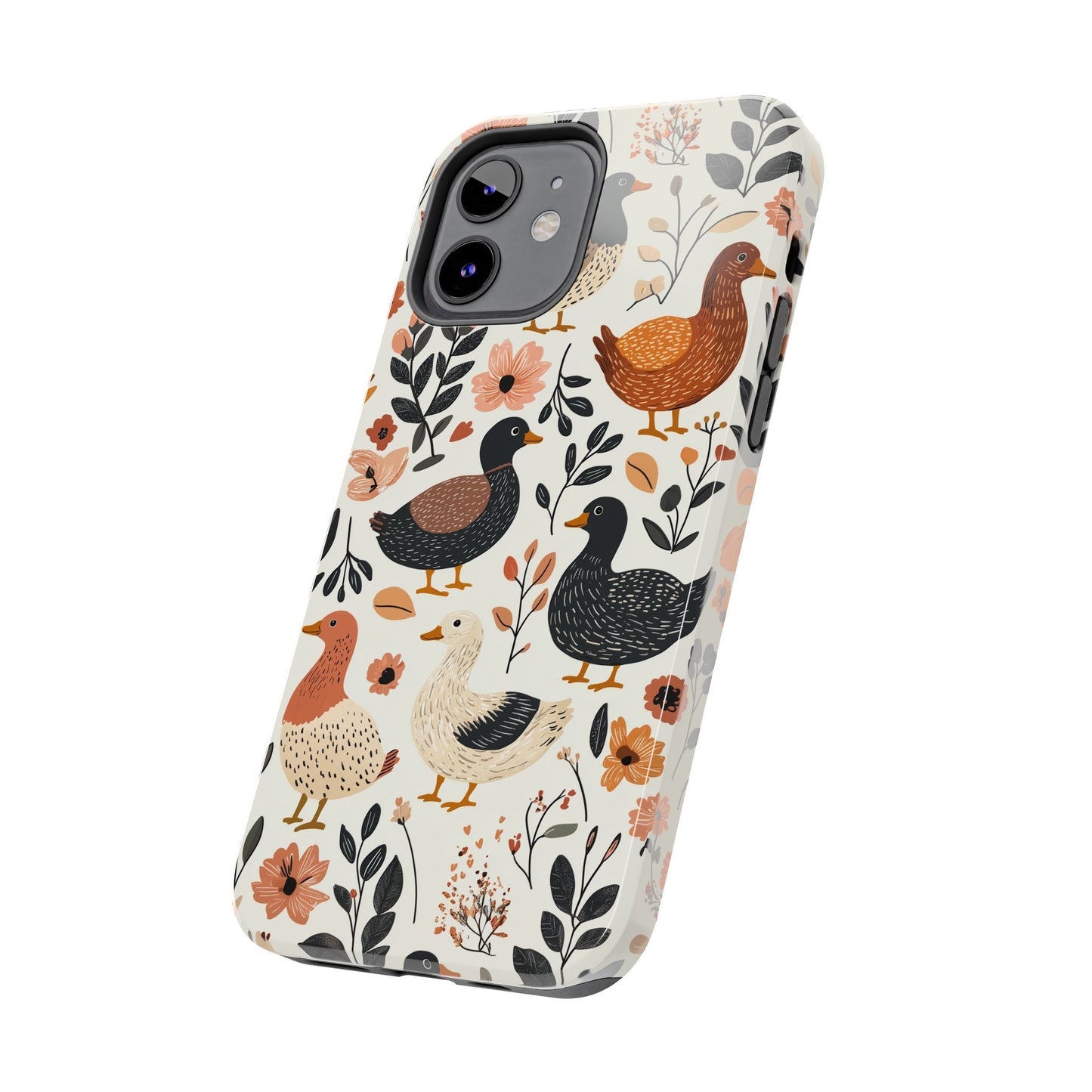 Farm Duck & Flowers iPhone Case – Vintage Floral Design