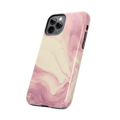 Blush Marble Glow – iPhone Case with Rose Gold & Pink Swirl Pattern