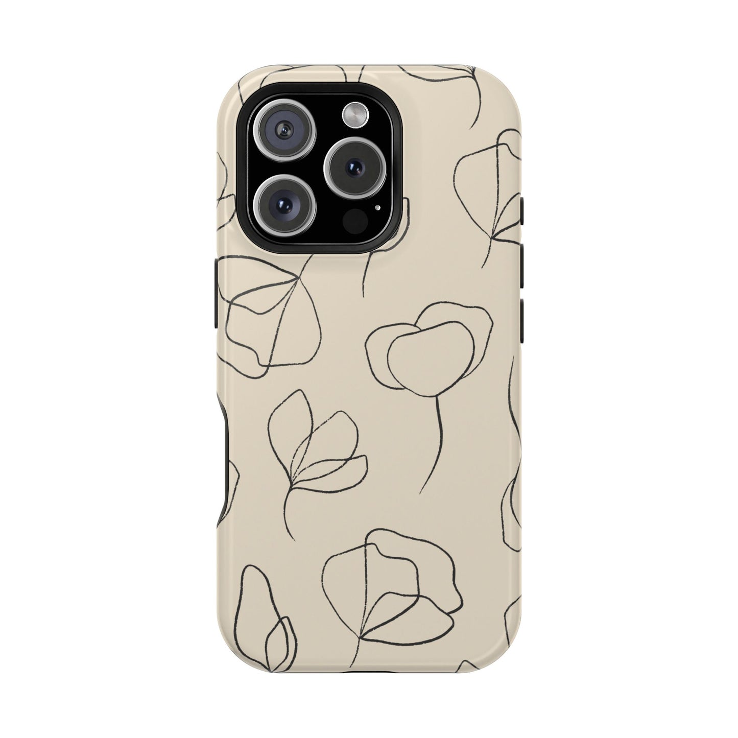 Minimalist Line Art Floral Tough MagSafe iPhone Case – Elegant Abstract Design with Dual-Layer Protection