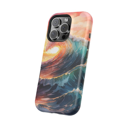 Ocean Sunrise Wave MagSafe iPhone Case – Vibrant Watercolor Wave Design