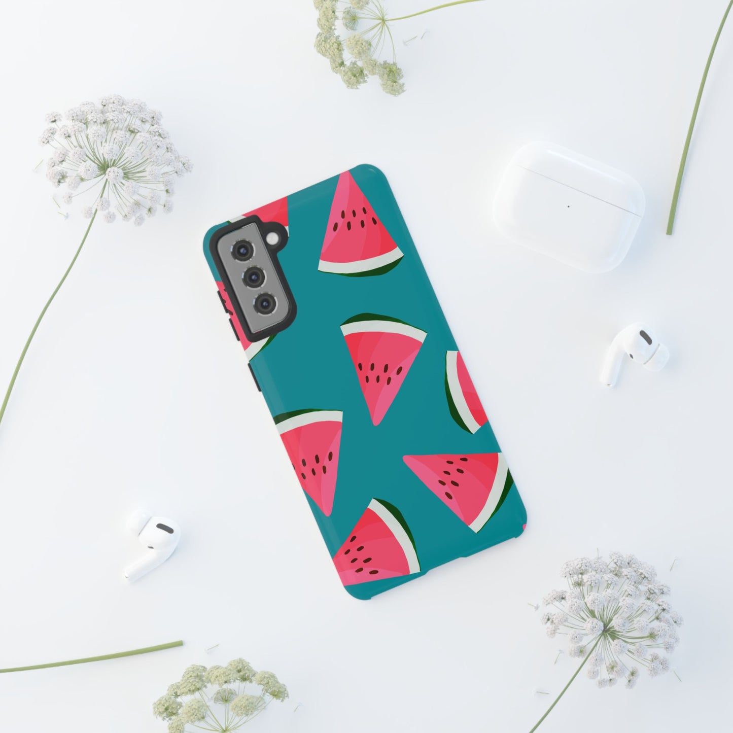 Watermelon Bliss Samsung Galaxy Case – Vibrant Summer Fruit Design on Teal Background