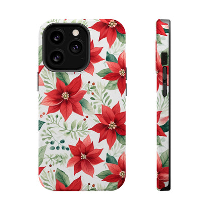 Festive Poinsettia Holiday Pattern – MagSafe iPhone Series Case