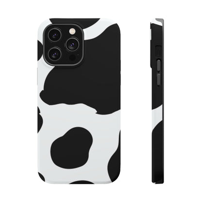 Bold Black and White Cow Print Tough MagSafe iPhone Case – Modern Animal Pattern with Dual-Layer Protection