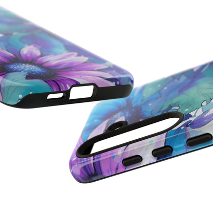 Purple & Teal Watercolor Floral Samsung Galaxy Case - Artistic Flower Design