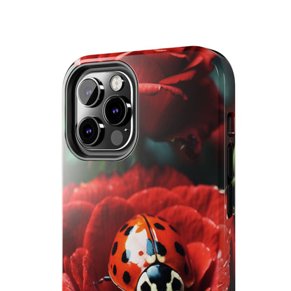 Elegant Rose & Ladybug Charm - iPhone Series Case