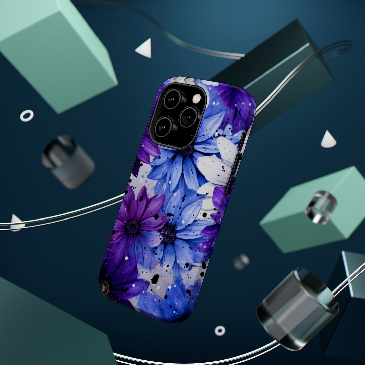 Vibrant Purple & Blue Floral Splash - MagSafe iPhone Series Case