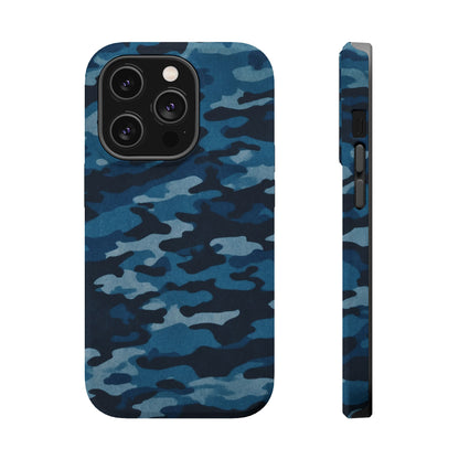 Dark Blue Camouflage – MagSafe iPhone Case with Modern Rugged Style