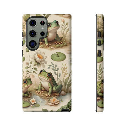 Cute Frogs Phone Case - Pond Pals Frolic - Charming Frog Lily Pad Phone Case for iPhone, Google & Samsung! Great Gift For Any Frog Lover!